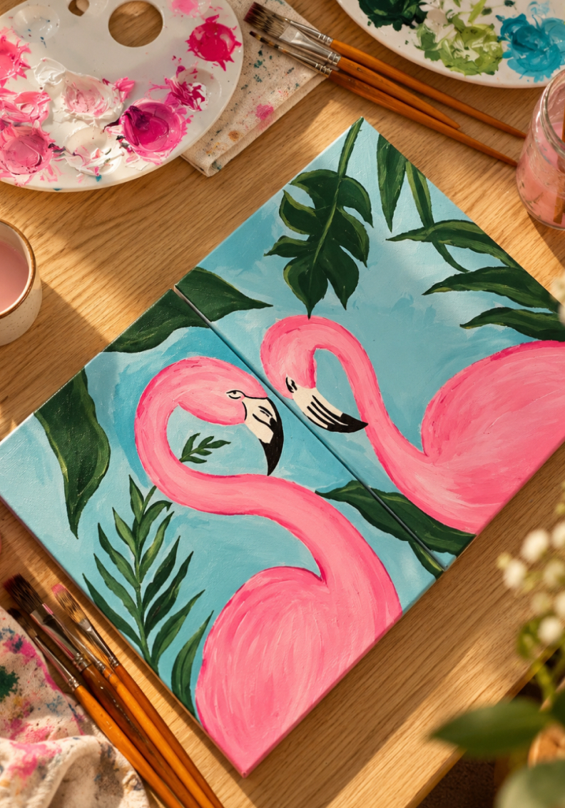 Meraki Art Cafe – flamingo canvas